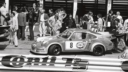 Porsche 911 Carrera RSR Turbo in the pit lane of the Nürburgring in 1974