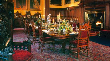 Dining room in Glamis Castle in Scotland