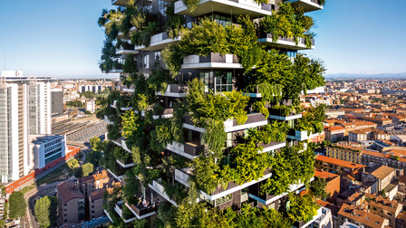 High-rise complex Bosco Verticale in Milan, Italy